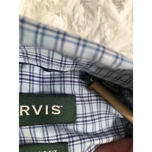 Orvis Mens Large Classic Fit Blue Check Print Button Up Shirt L/S Pockets - Picture 6 of 7